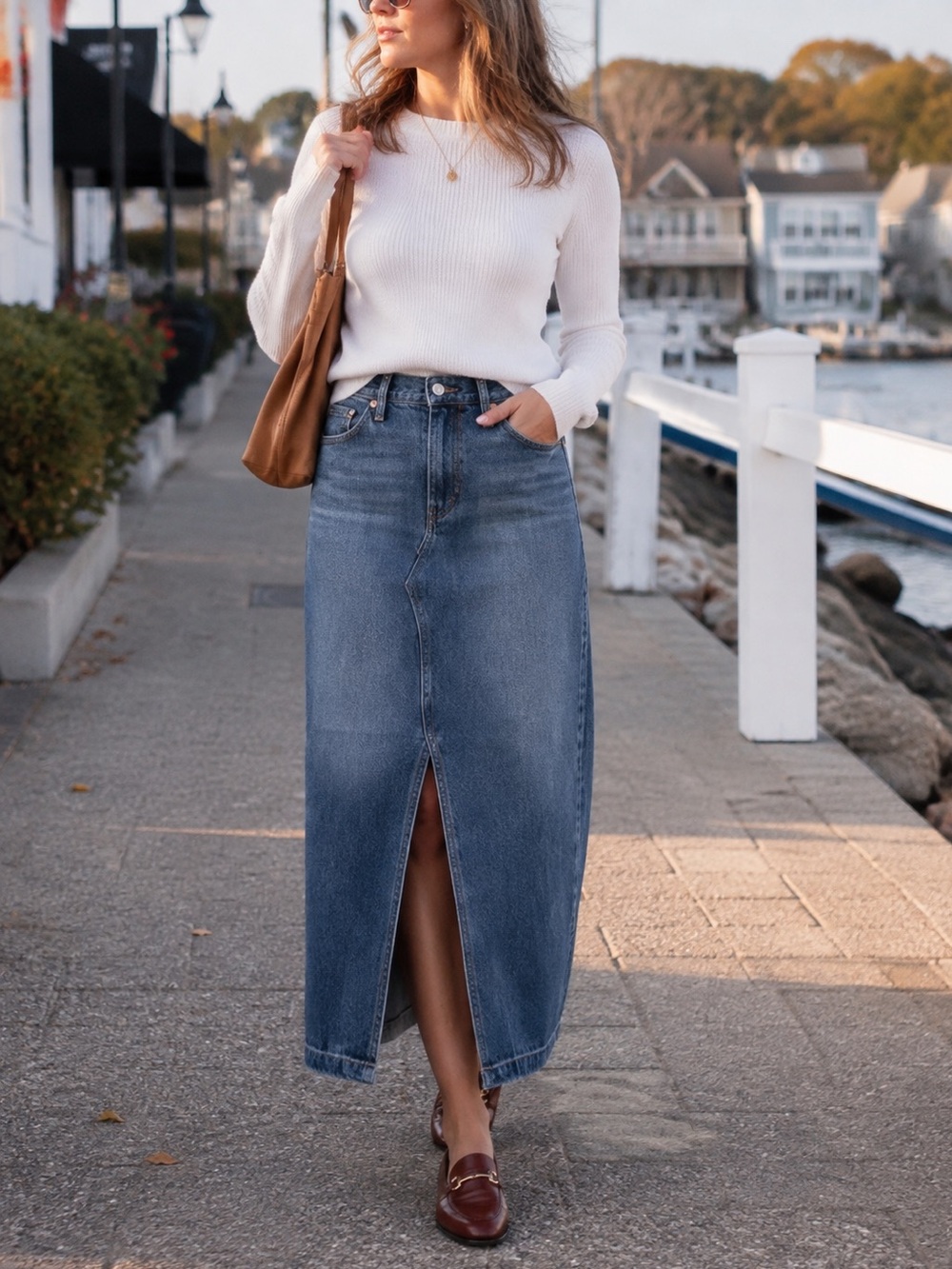 GAP Blue Denim Maxi Skirt NWT Size 28 or 6 High Rise Front Slit Y2K